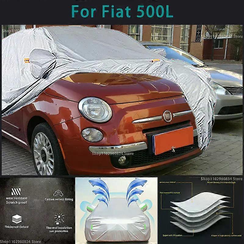 Per Fiat 500L 210T Coperture complete per auto Protezione solare UV per esterni Polvere Pioggia Neve Protettiva Antigrandine Copertura auto Auto Copertura nera