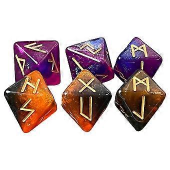 6pcs Mystical Runes Dices Acrylic 8 Sided Dices Tone Assorted Polyhedral Dices for Smooth Rolling  Blue and green and p