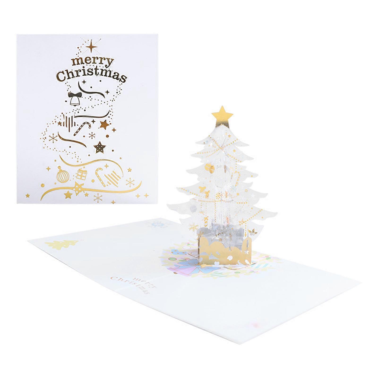 3D for Pop Up Christmas Cards Merry Christmas Greeting Card with Envelope Handmade Postcard Xmas Tree Castle Card Holida Multicolor