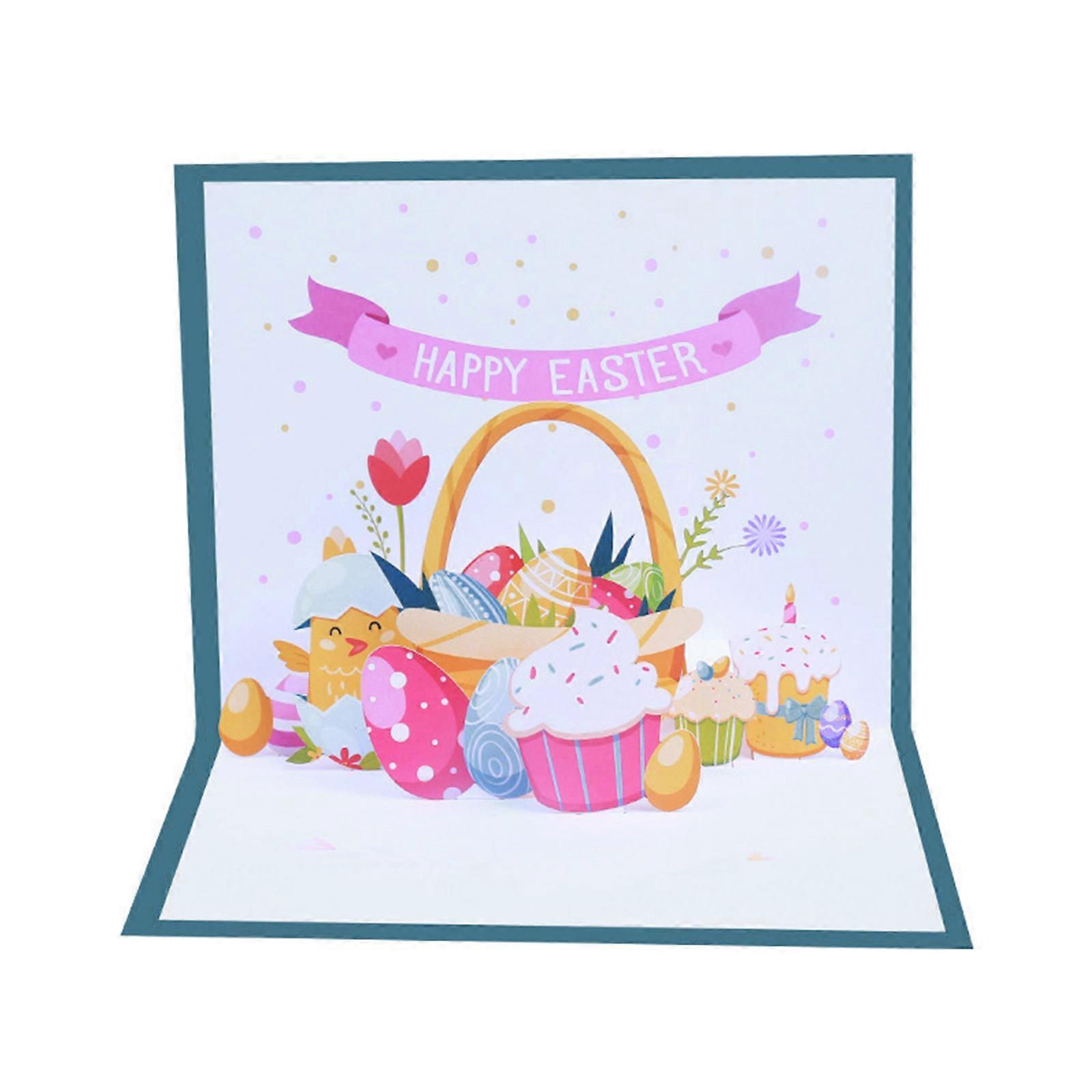 3D for Pop Up Card with Envelope Easter Greeting Card Easter Flower Basket Postc  Red
