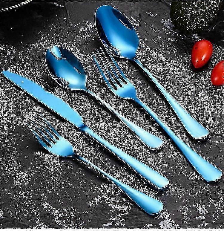 Titanium Plated Stainless Steel Cutlery Set,1set-BLUE