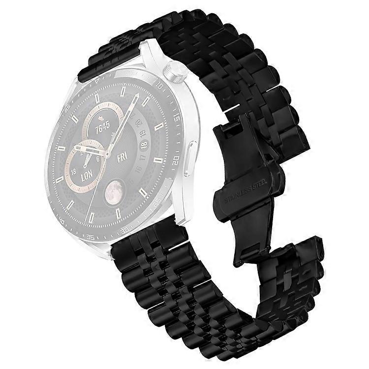 Compatible For Yamay SW022 Wrist Band 5-Bead Stainless Steel Butterfly Clasp Watch Strap