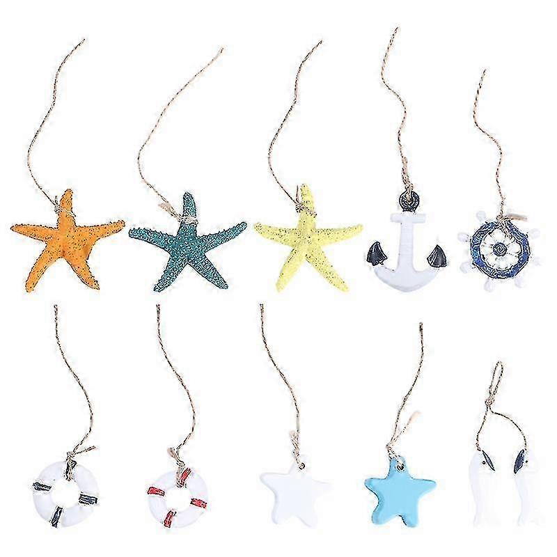 10個の小さな樹脂製オーナメントペンダント、地中海スタイル、家庭、オフィス、車の装飾用品に適しています