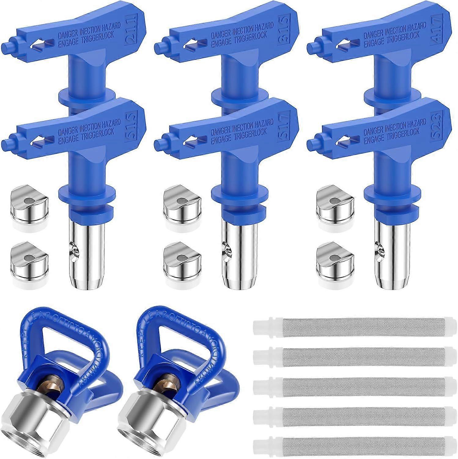 6Pcs Airless Paint Sprayer Tips Reversible Airless Spray Paint Gun Nozzle with 2 Pcs Nozzle Guards and 5 Pcs Filters