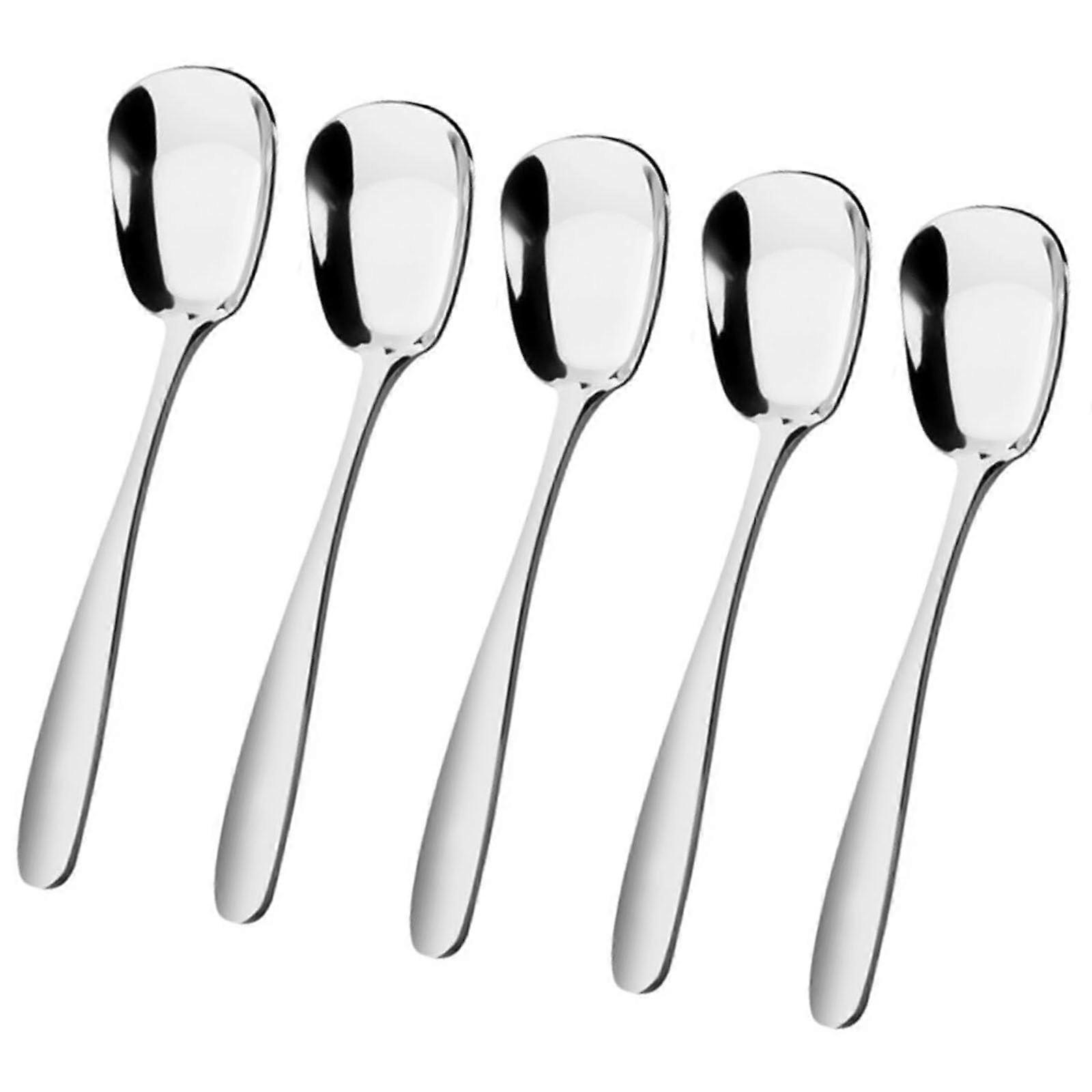 5 x Multifunctional Square Spoons, Practical Stainless Steel Kitchen Spoons with Square Head for Daily Meals Ref: 6228