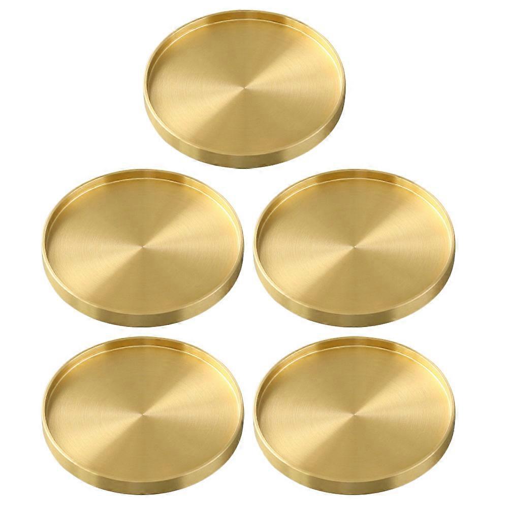 5pcs Vintage Copper Coasters Set Stylish Drink Coasters for Home Office Use, Easy to Clean, Decorative Table Protection Tray Included