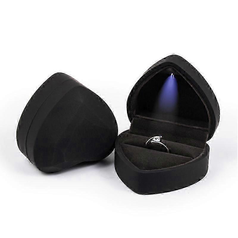 Heart Shaped Ring Box Jewelry Black