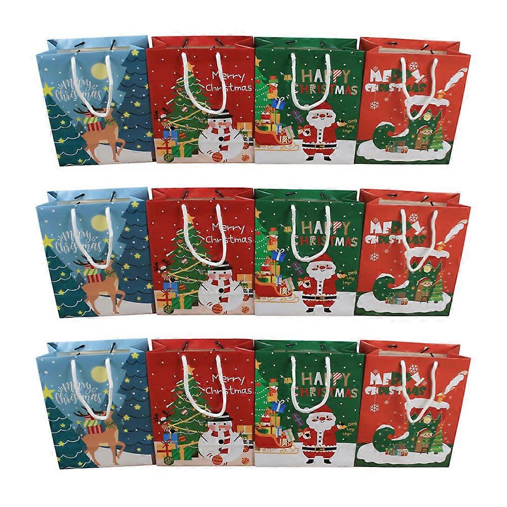 Paper Packing Bag Cookie Bags For Family And Friends Christmas Party Supplies Food Storage Assorted Color 23X19X9CM 12Pcs