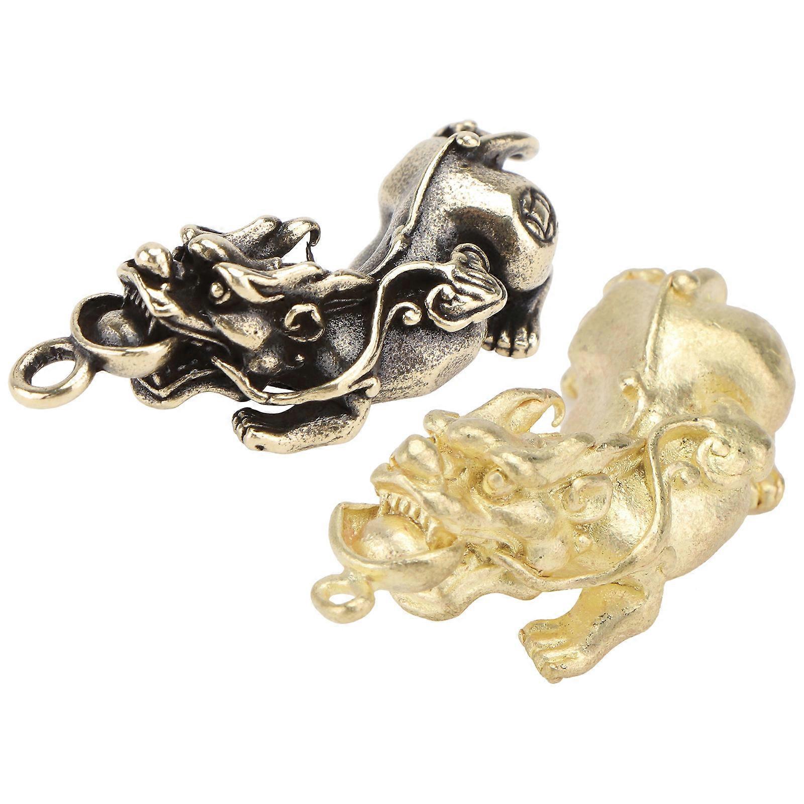 Cute Keychain Pendant Accessories Brass Key Pendant Decoration Shape Fine Polish Process 2Pcs