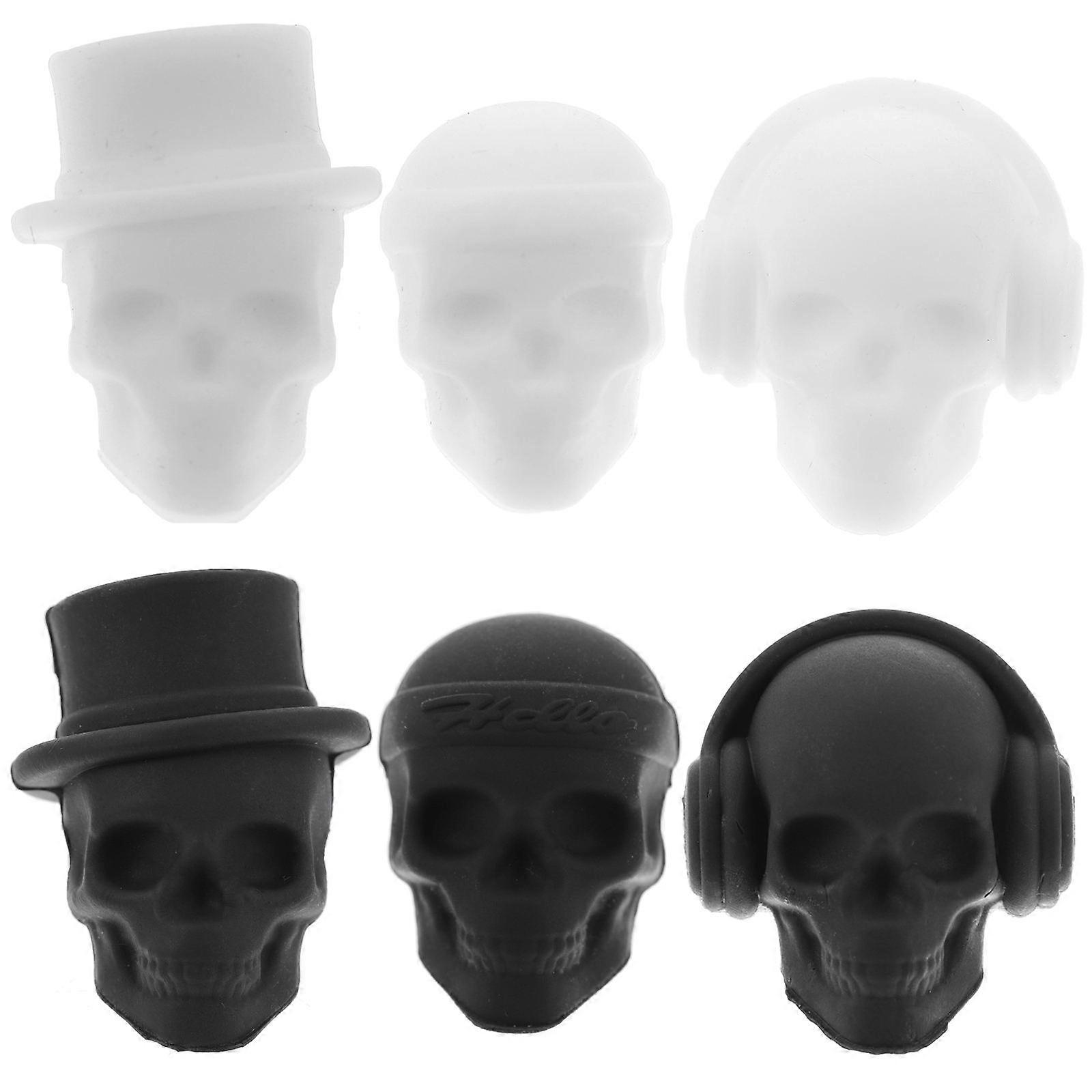 Here's a polished and engaging product description based on your input:
**6pcs Silicone Skull Shaped Glass Markers – Fun, Reusable Identifiers