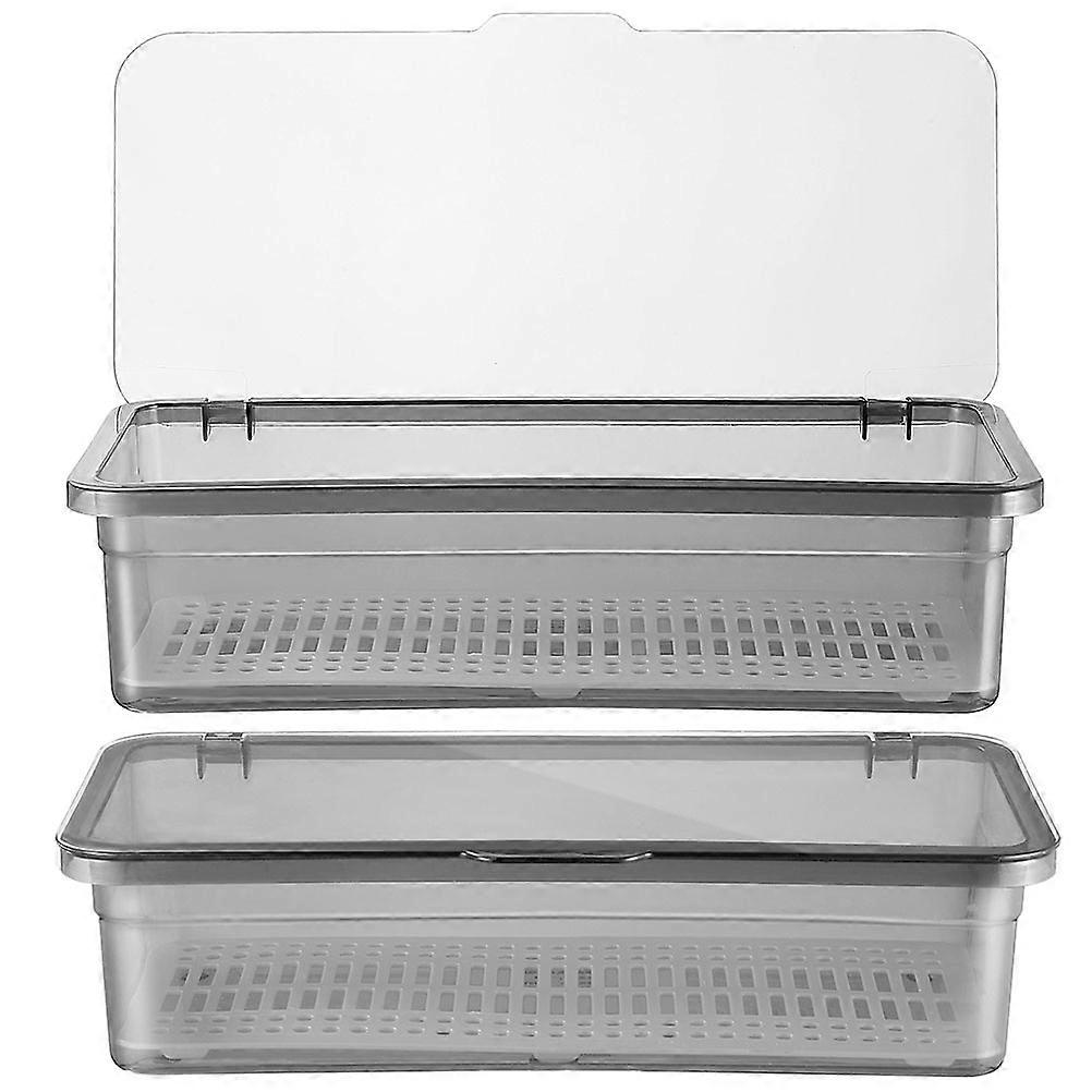 2pcs Lid Chopsticks Storage Case with Draining Shelf, Plastic Utensil Holder Box for Kitchen Organizer, Dustproof Cutlery Container with Cover for