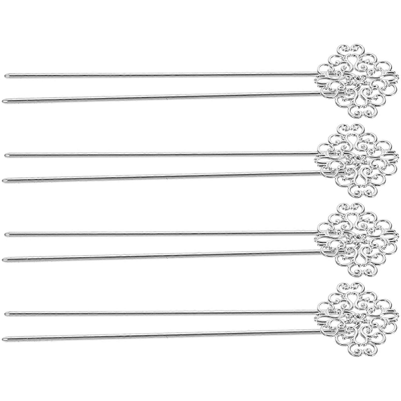Hair Pin Sticks Minimalist Style Copper Alloy Metal Bun Hair Fork for Party Use 4Pcs