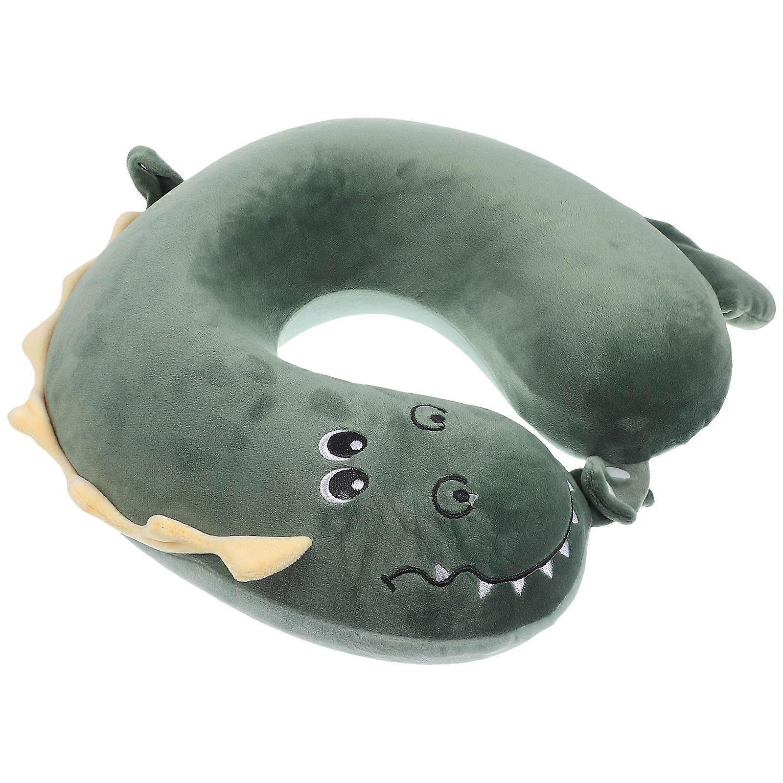 Comfortable U Shaped Neck Pillow for Office, Travel & Daily Use Ergonomic Cushion for Neck Support on Planes, Trains – Dinosaur Design