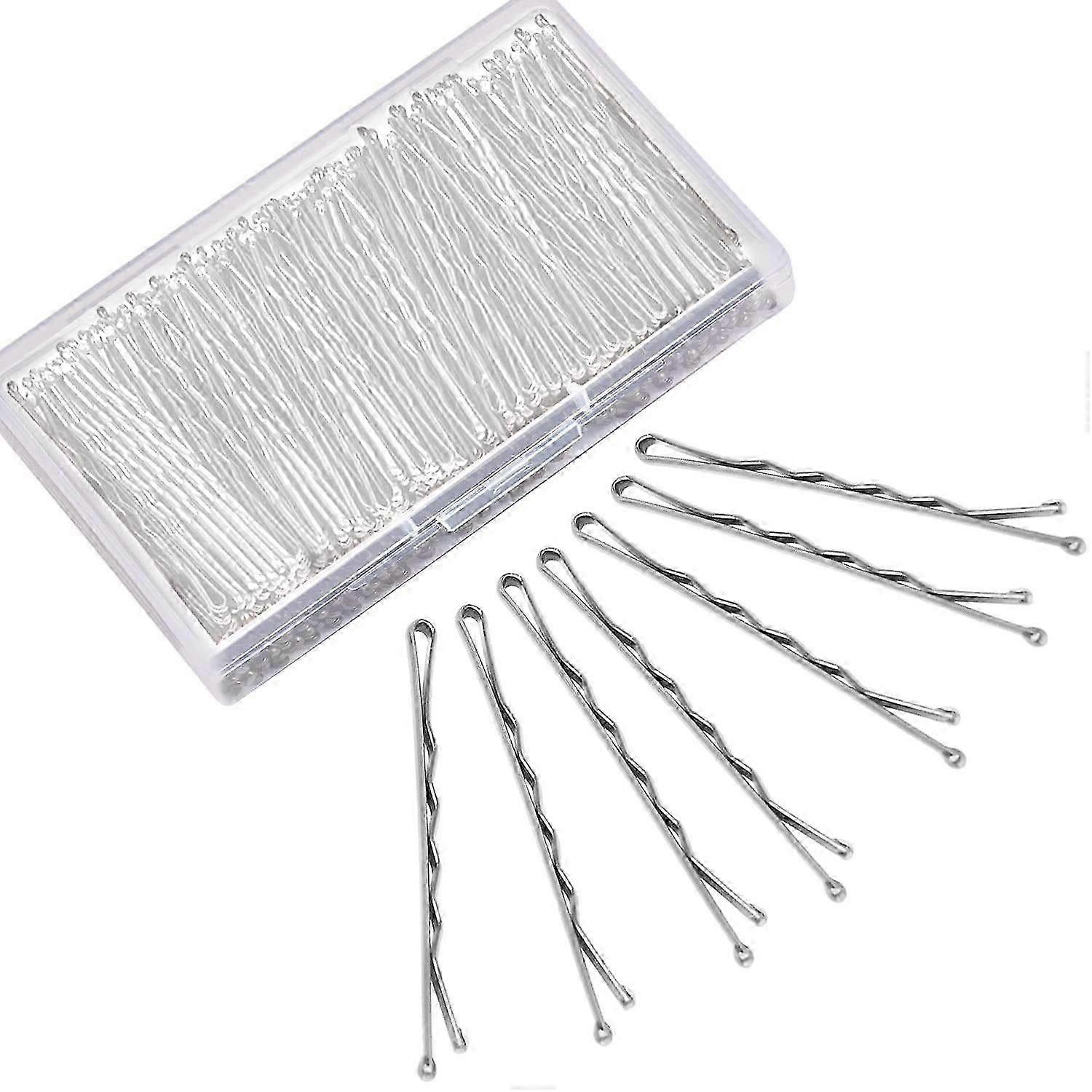دبابيس بوبي فضية ، 240 قطعة دبابيس بوبي للشعر الرمادي دبابيس شعر آمنة مع صندوق ، (فضي ، 2.2 بوصة)