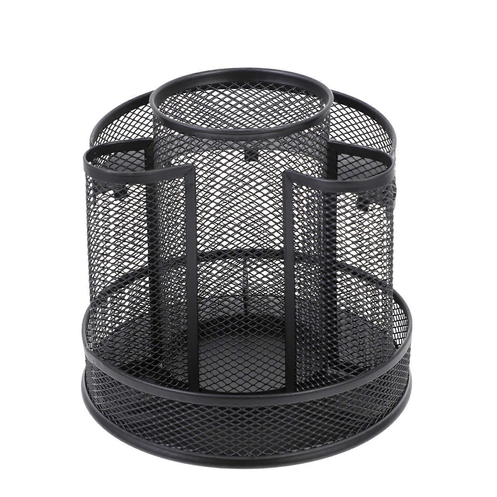 1Pc Multi Grid Stationery Container Iron Rotating Pens Holder for Home Office Use