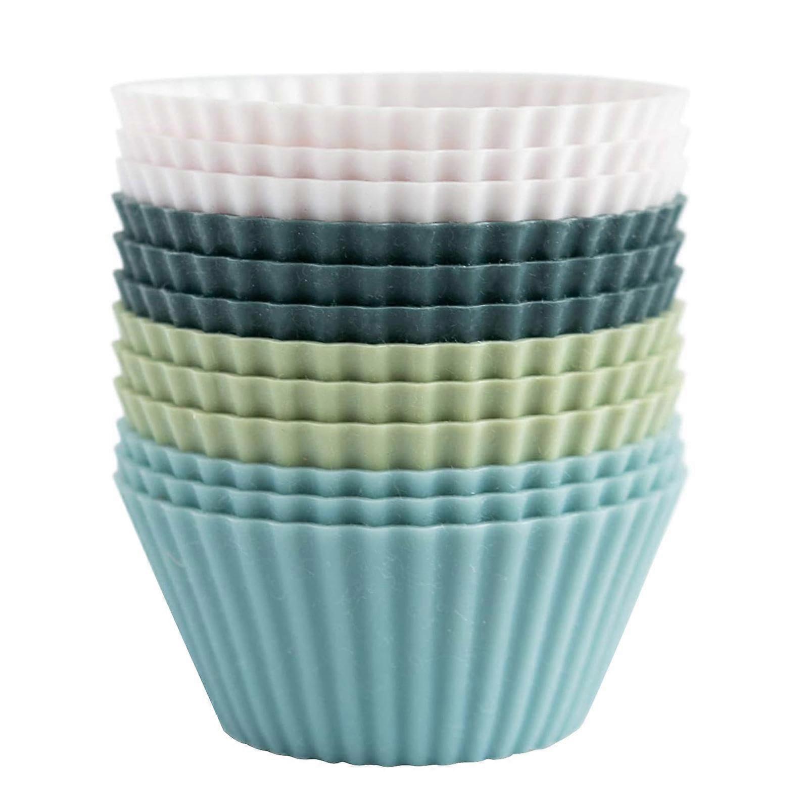 Pack of 12 Silicone Muffin Cases Reusable Baking Cups for Cupcake, Cake