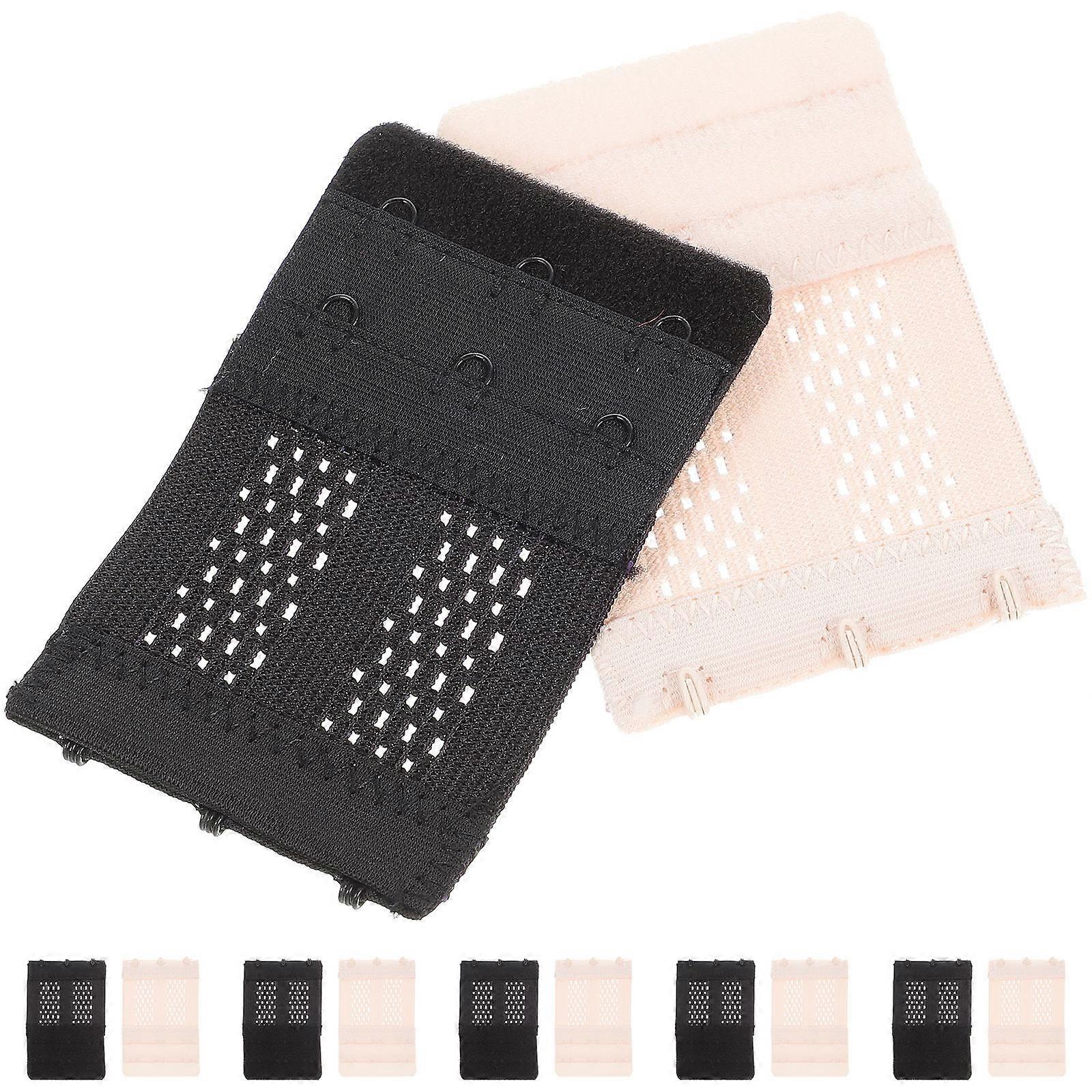 12pcs Extension Buckles for Women – Elastic Polyester Strap Extenders with Strong Hooks, Comfortable Underwear Accessories in Black & Nude
