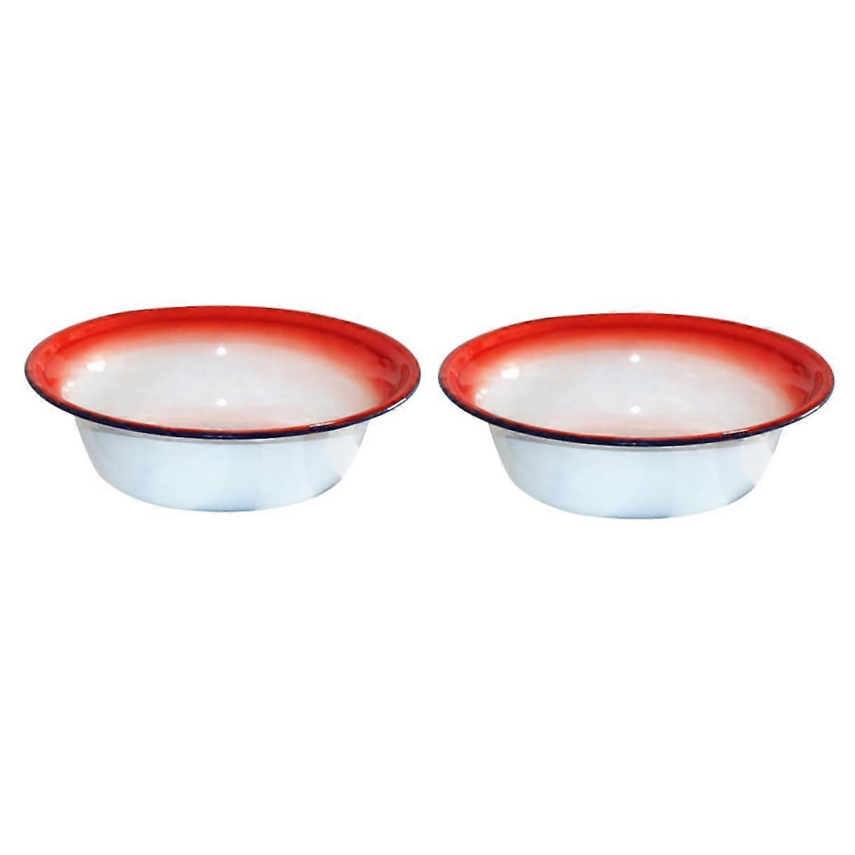 Set of 2 Enamel Bas, Retro Bowls, Enamelled Bowls, Enamelled Bowls, Enamelled Container, Enamelled Tableware, Soup Bowl, Household Enamel Soup Bowl