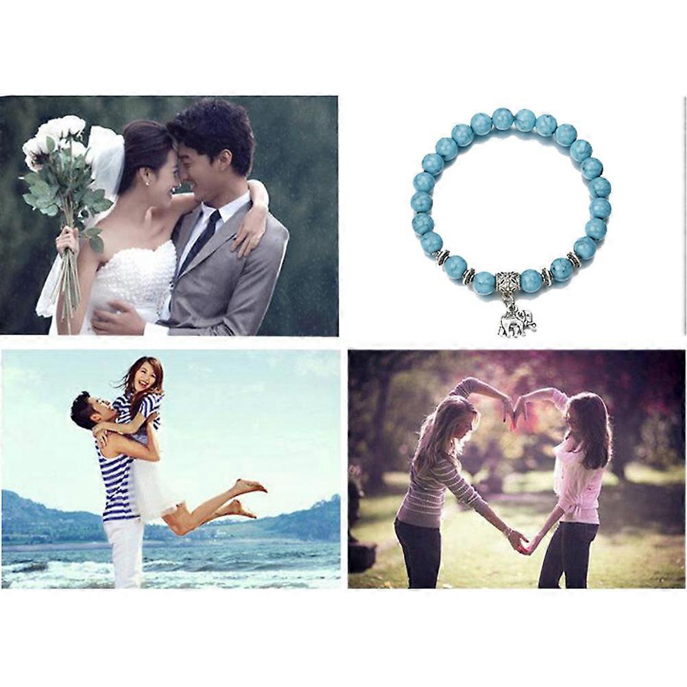 Turquoise Bangle Bracelet Classic Natural Stone Beaded Stretch Jewellery Everyday 1Pack