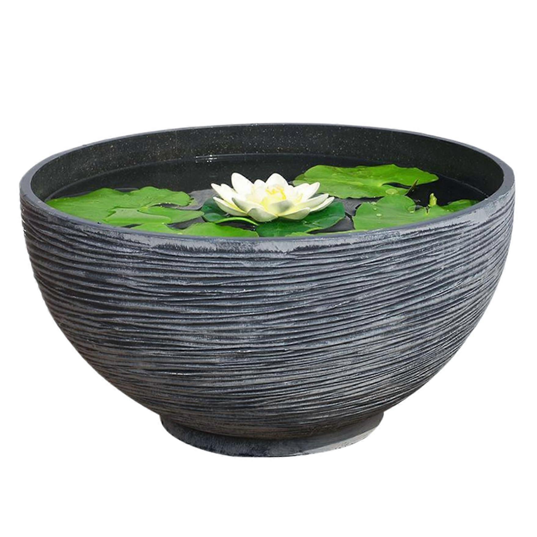 Floating Plant Pot, Large 14x7 Round Grey Lotus Bowl Planter for