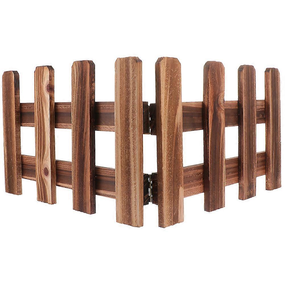 Wood Fence For Garden Rectangular Shape Rustic Style Carbonized Wood Material 1 Set