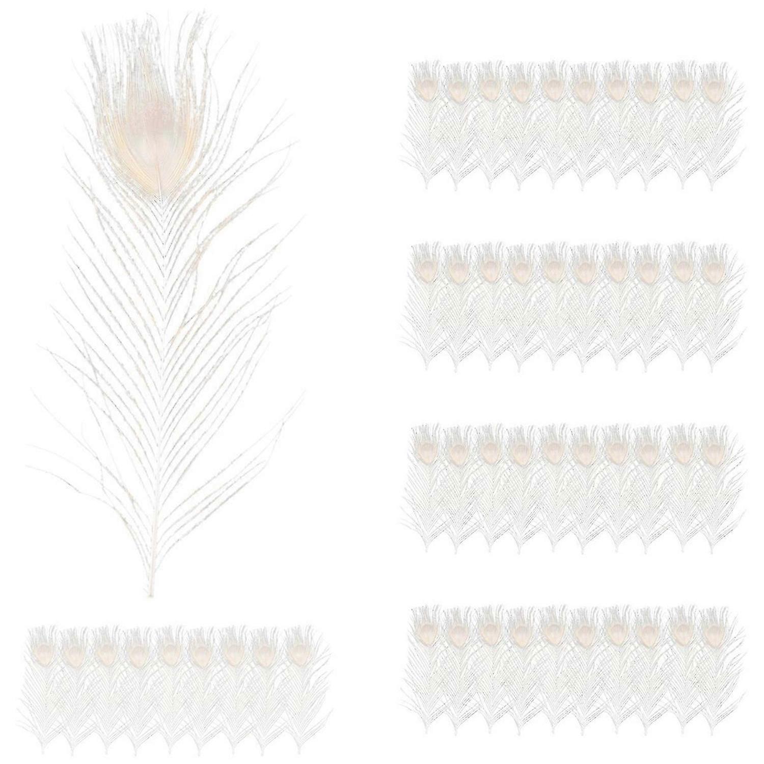 50 pcs/penas de pavão branco natural no olho, 10 a 12 polegadas da pena de pavão dec casamento