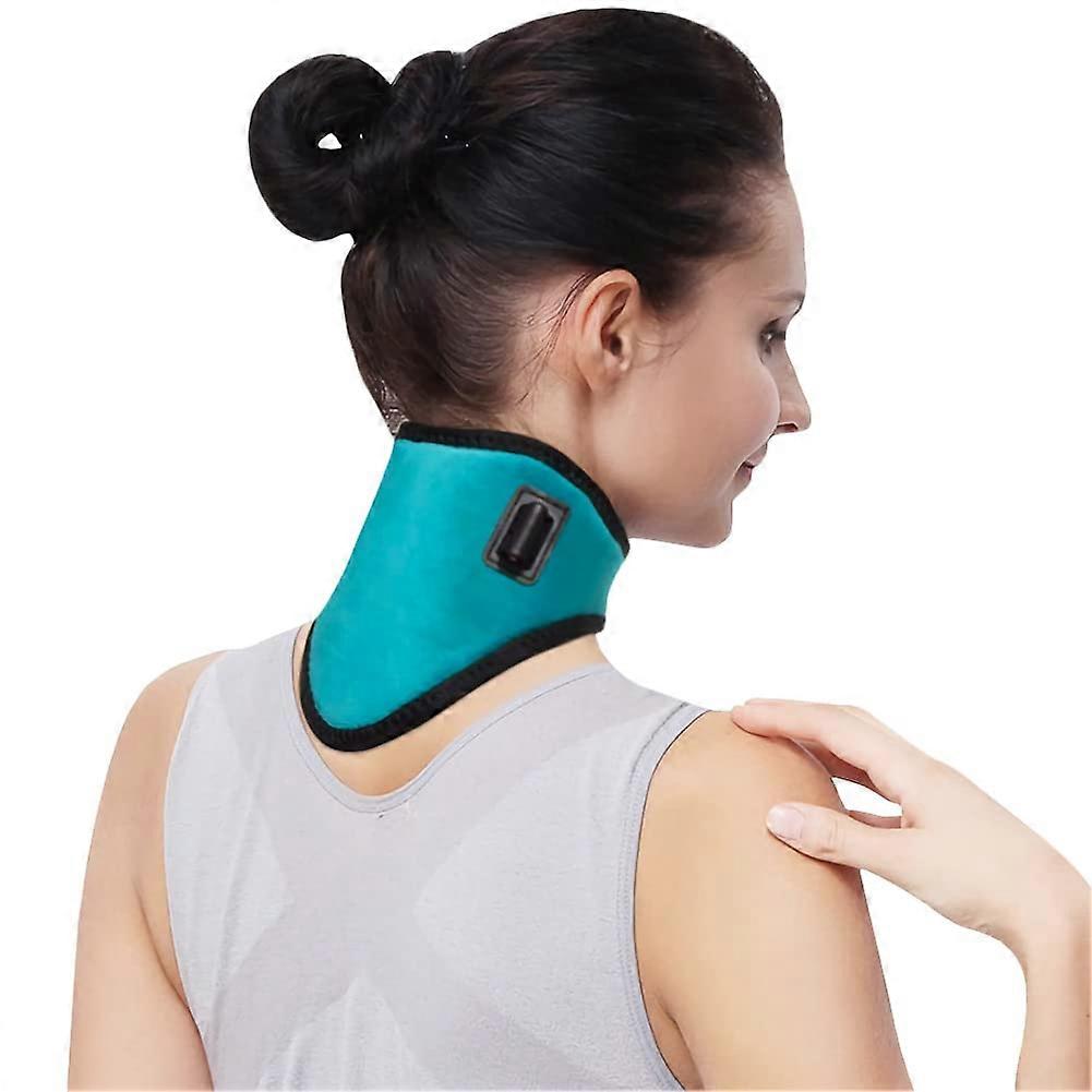 Heated Neck Support with Time and Temperature Control Plush Pillow for Pain Relief Green