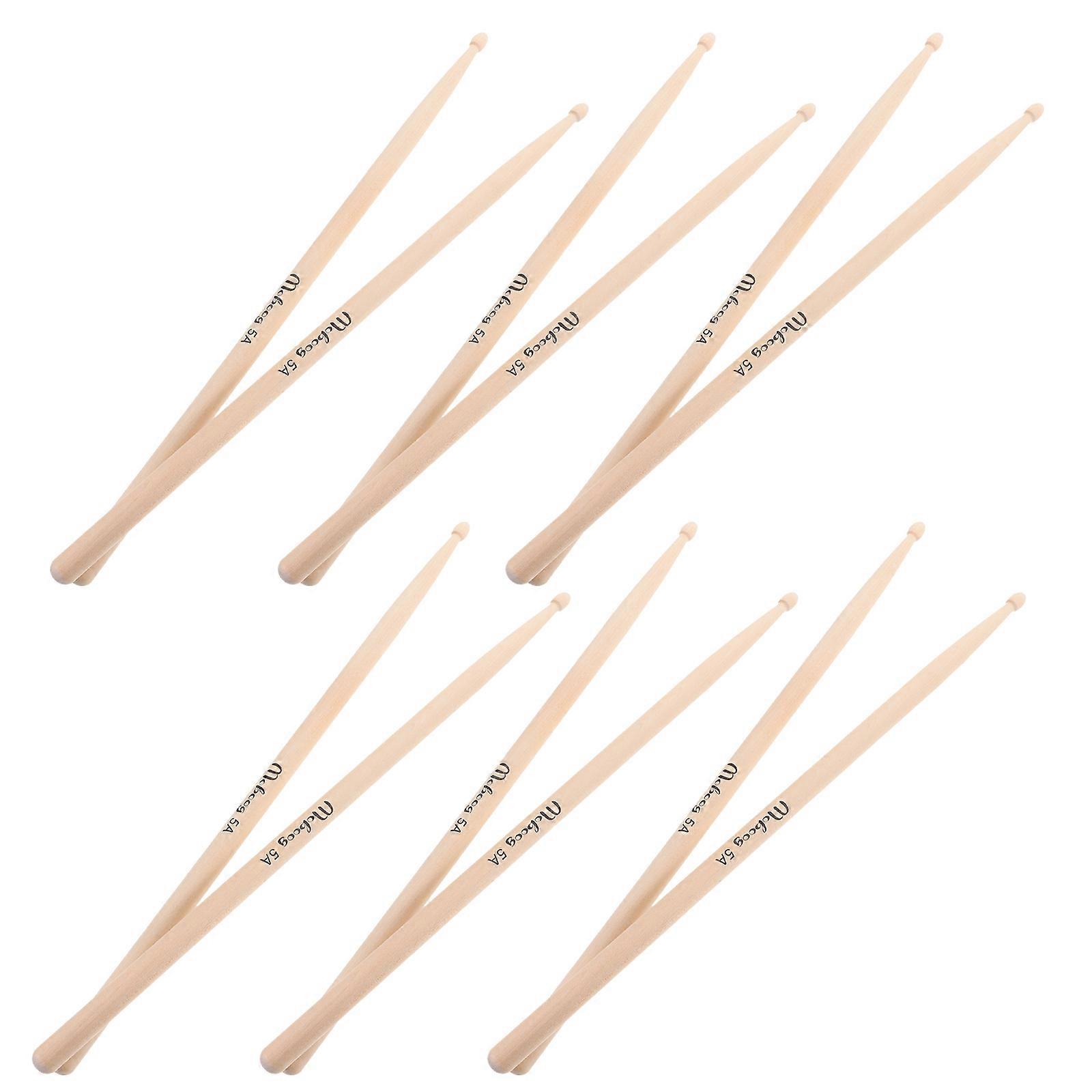 Drumsticks Bulk Maple Wood Cylindrical Shape 6 Pairs 40.50X1.00X1.00CM Durable Percussion Instrument