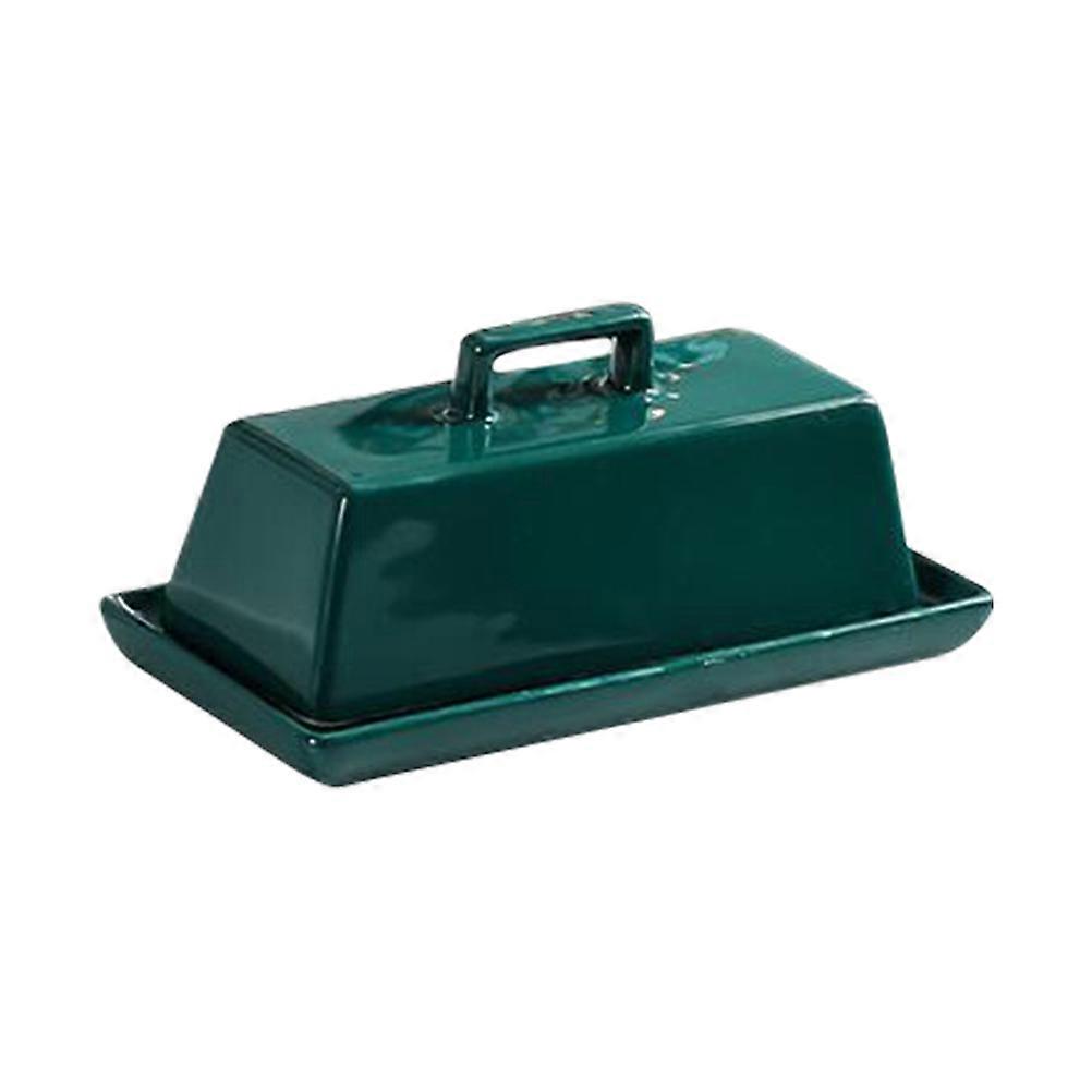Butter Dish Airtight Ceramic Storage Tray with Lid for Home Use Round and Smooth Sides Simple and 1 Set