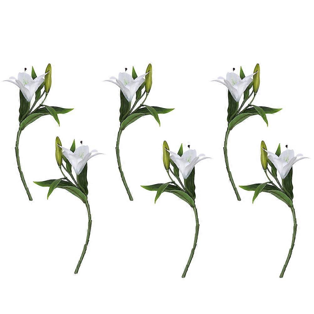 Lily Flowers Real Touch Artificial Bouquets Wedding Decor Homeowners 36x15cm White 6Pcs