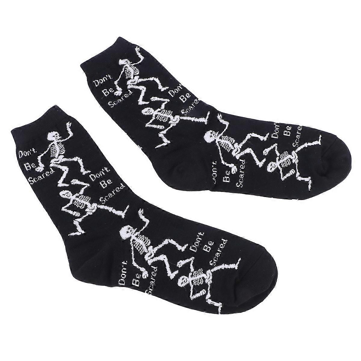 Skeleton Pattern Halloween Socks Mid-Calf Length Sweat Absorbing 1 Pair