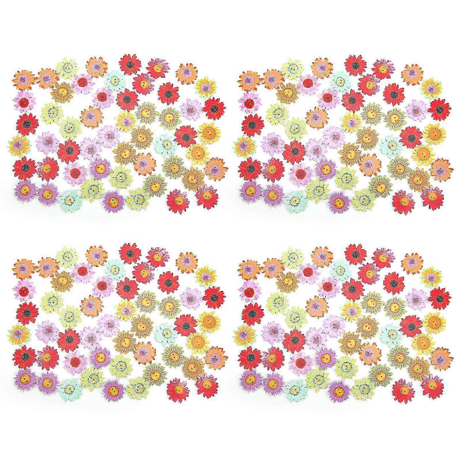 200 Pcs Mixed Flower Wooden Buttons 0.9in for DIY HandMade Clothing Decoration