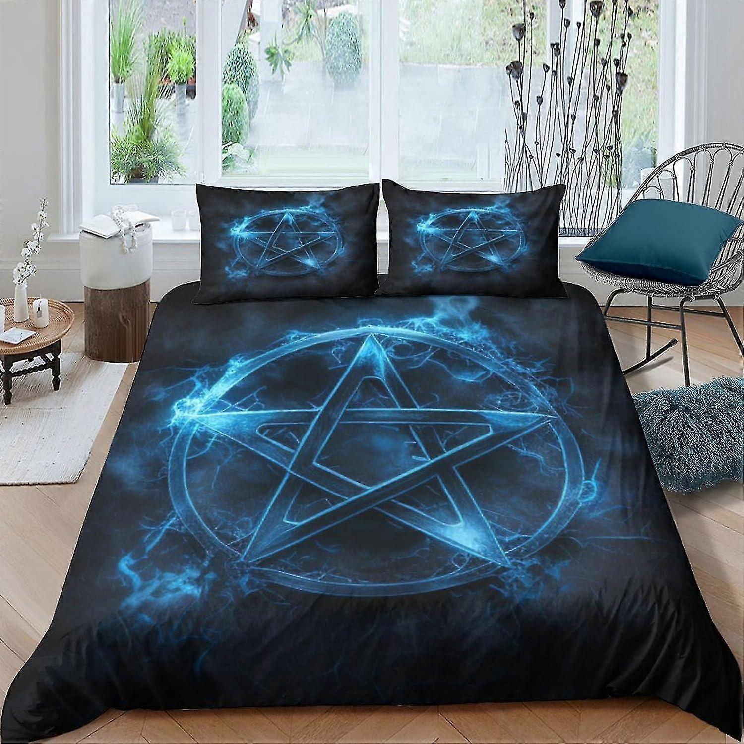 Magic Bedding Sets Five-Pointed Star Duvet Cover Set 3 Piece Microfiber 3D Bedroom Duvet Set Double