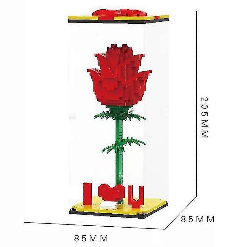 Love Red Rose Heart Building Blocks Micro Particles Building Blocks Toy Romantic Present for Lover