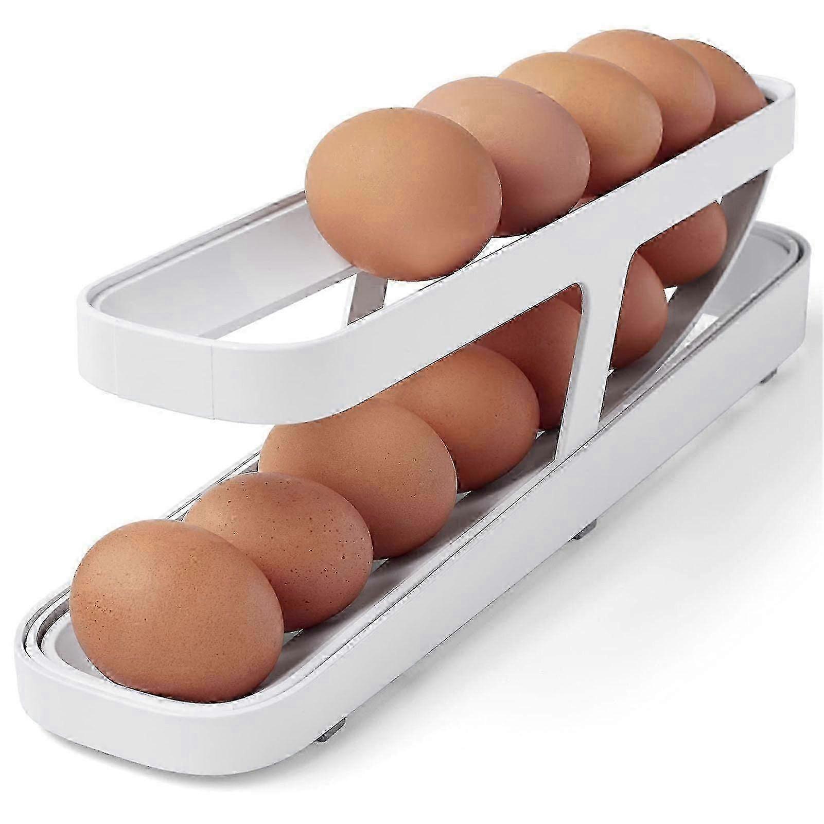 Egg Dispenser For Refrigerator Automatically Roll Up Egg Box Fridge Egg Storage Box Egg Tray For Chicken Eggs Holder 35.8x8.6x10.4cm