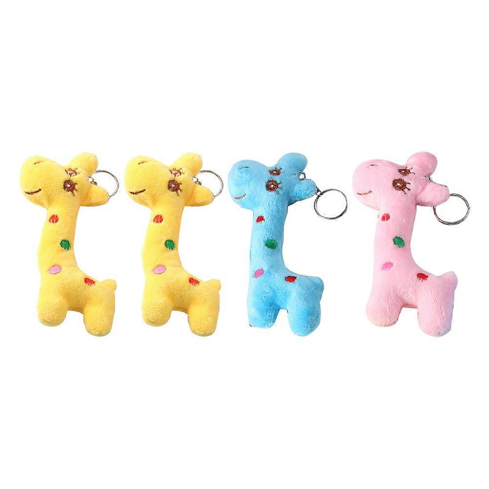 Giraffe Plush Keychains – 4pcs Lightweight Animal Pendant Accessories for Bags, Keys & DIY Decorations – Durable Hanging Charms in Random Colors