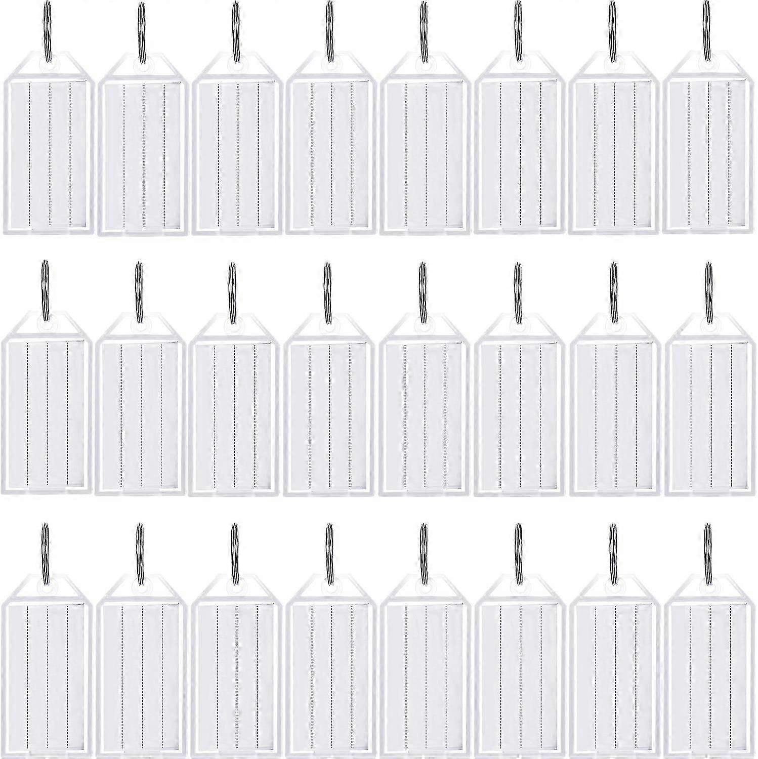 100-pack durable plastic key tags with clear identification window