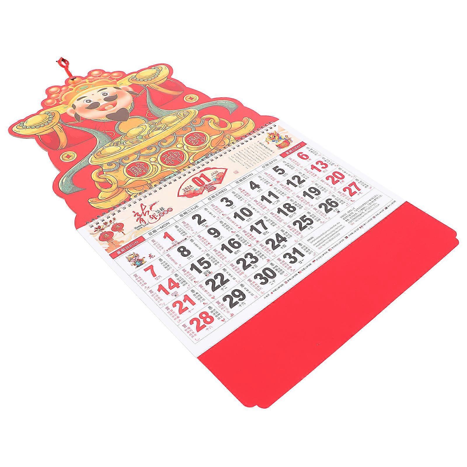Family Calendar Chinese Style Home Use Display Lunar Date 68x37cm 1Set