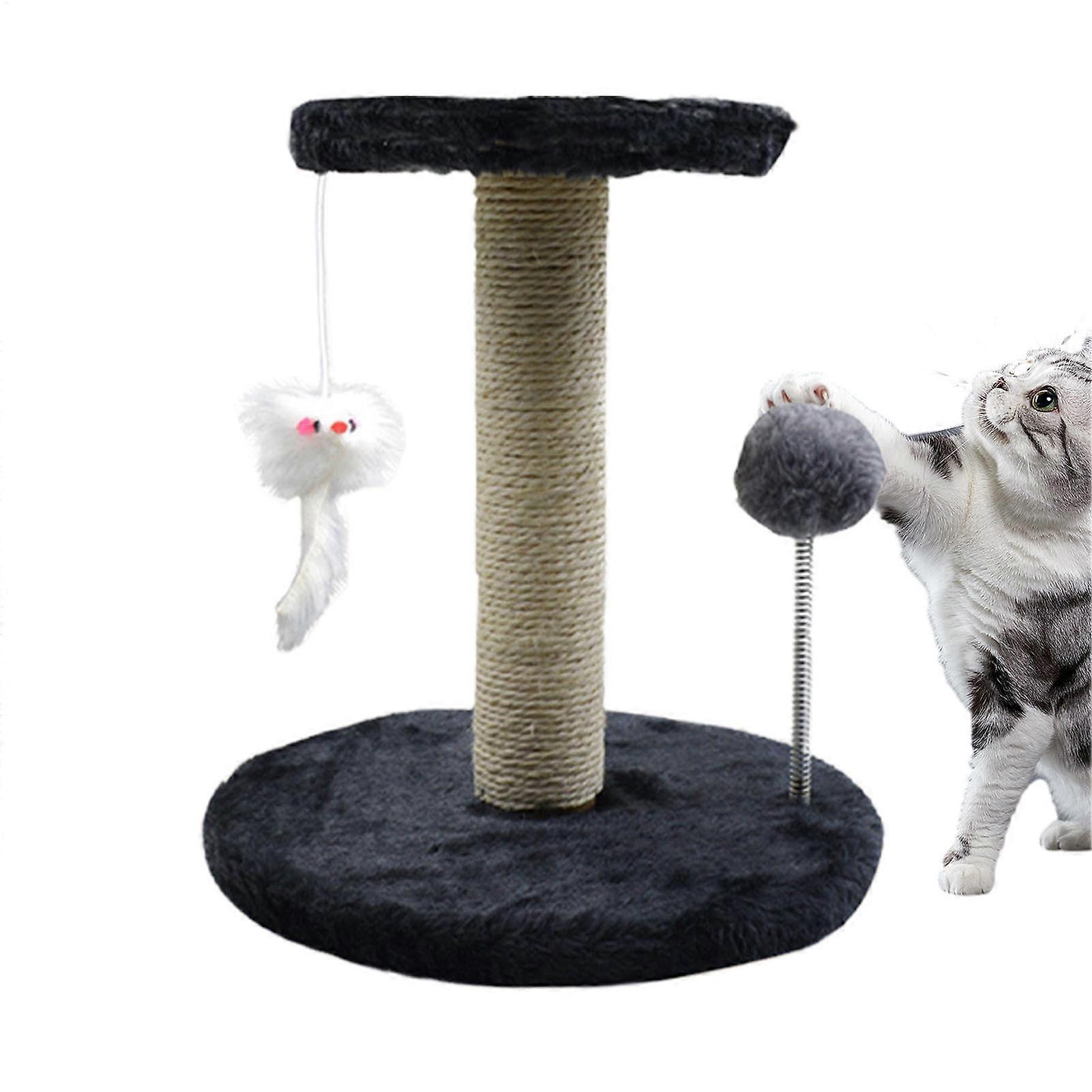 Cat Scratching Post, Climbing Tree, Fully Wrapped with Plush Sisal, Cat Toy, Platforms, Lounger, Black