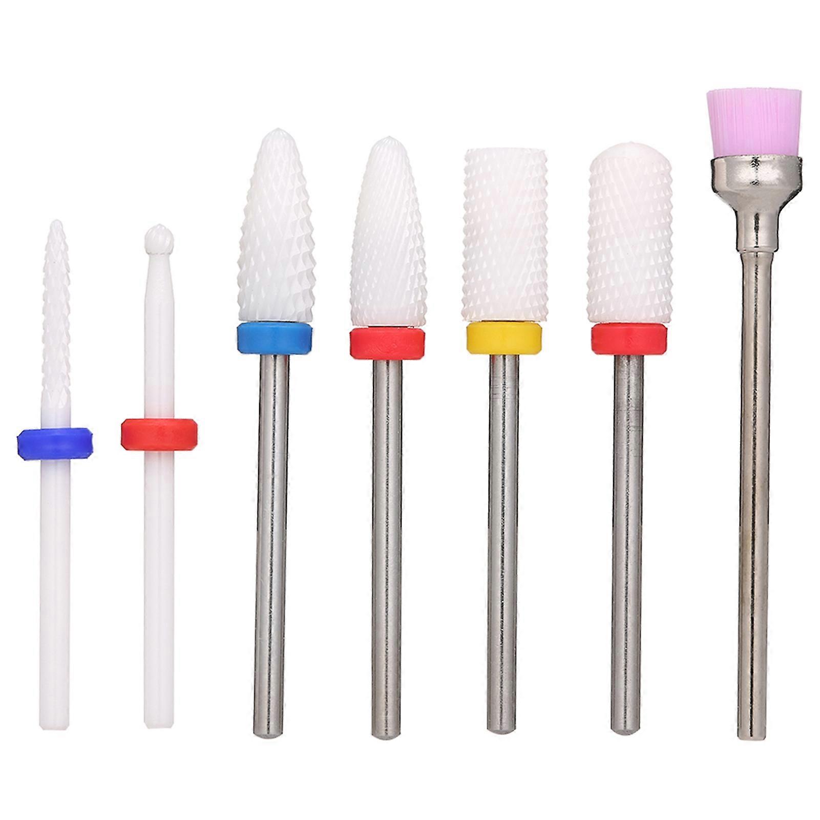 7pcs Ceramic Set Pedicure & Manicure Kit Replacement Bits for Electric Drill Machine Acrylic Nail Tool