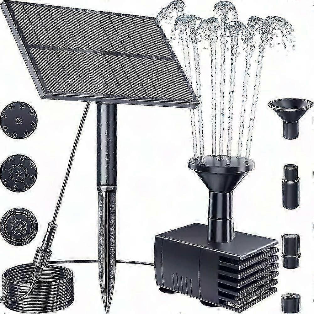 Solar-Powered Fountain Pump with 6 Nozzles and Filter for Garden Ponds and Bird Baths