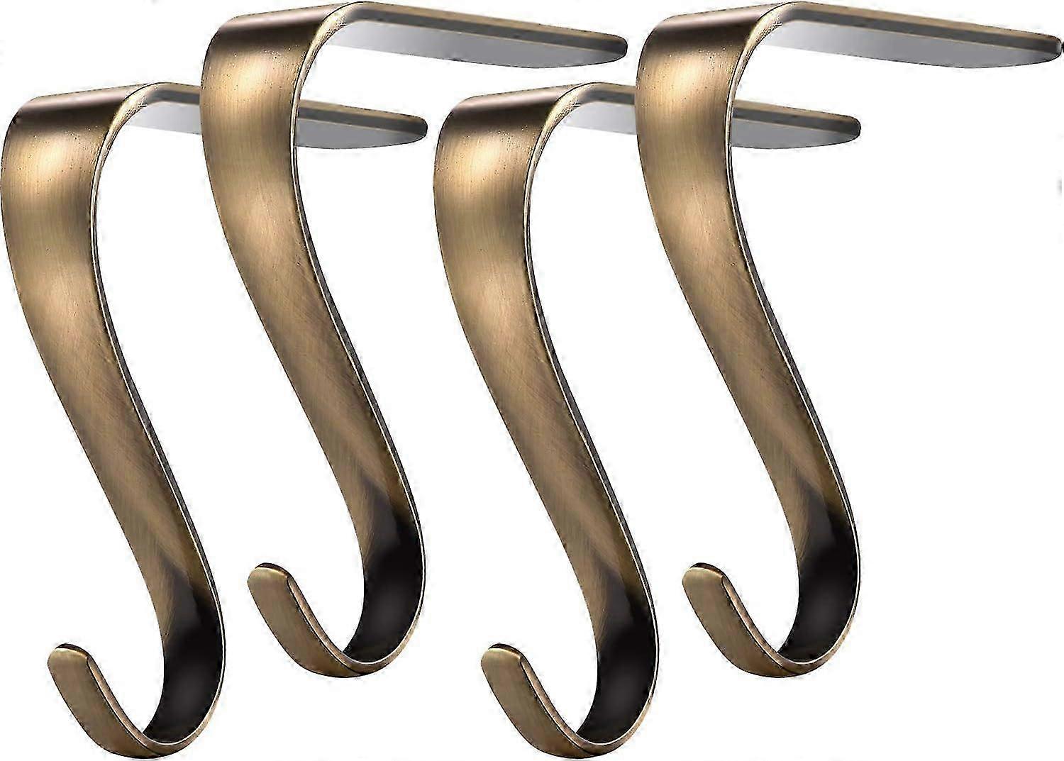 Metal Mantel Stocking Holders Set for Fireplace Garland (Bronze Color, 4)