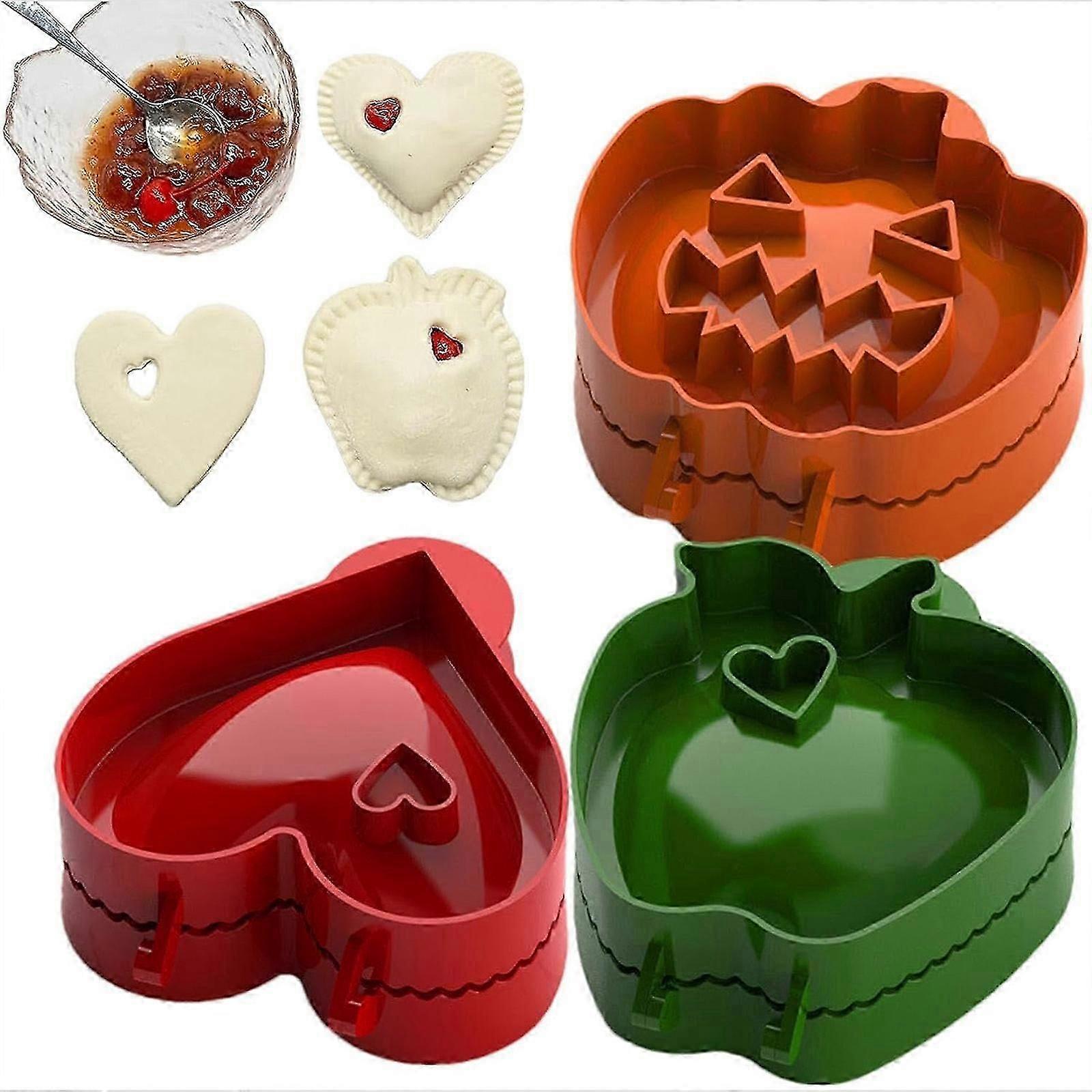 Hand Pie Molds, 3Pcs Pie Maker Set, Fall Hand Pie Molds Dough Presser Pocket Pie Molds, Fall Pumpkin Heart Pie Maker Set for Biscuits