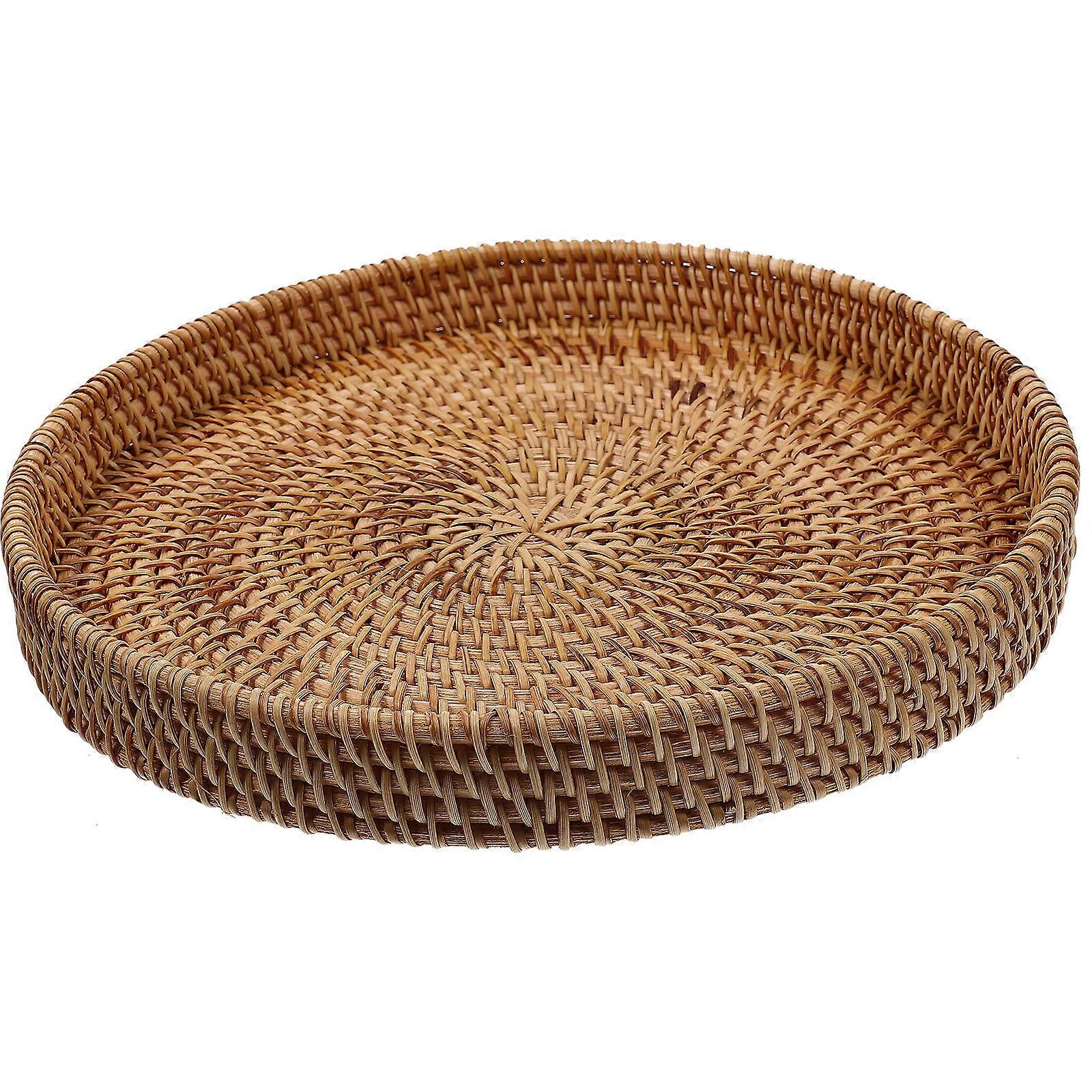 Elegant Rattan Charging Tray for Dinner Plates Light Brown Storage Solution 11.8x7.8 Inches
