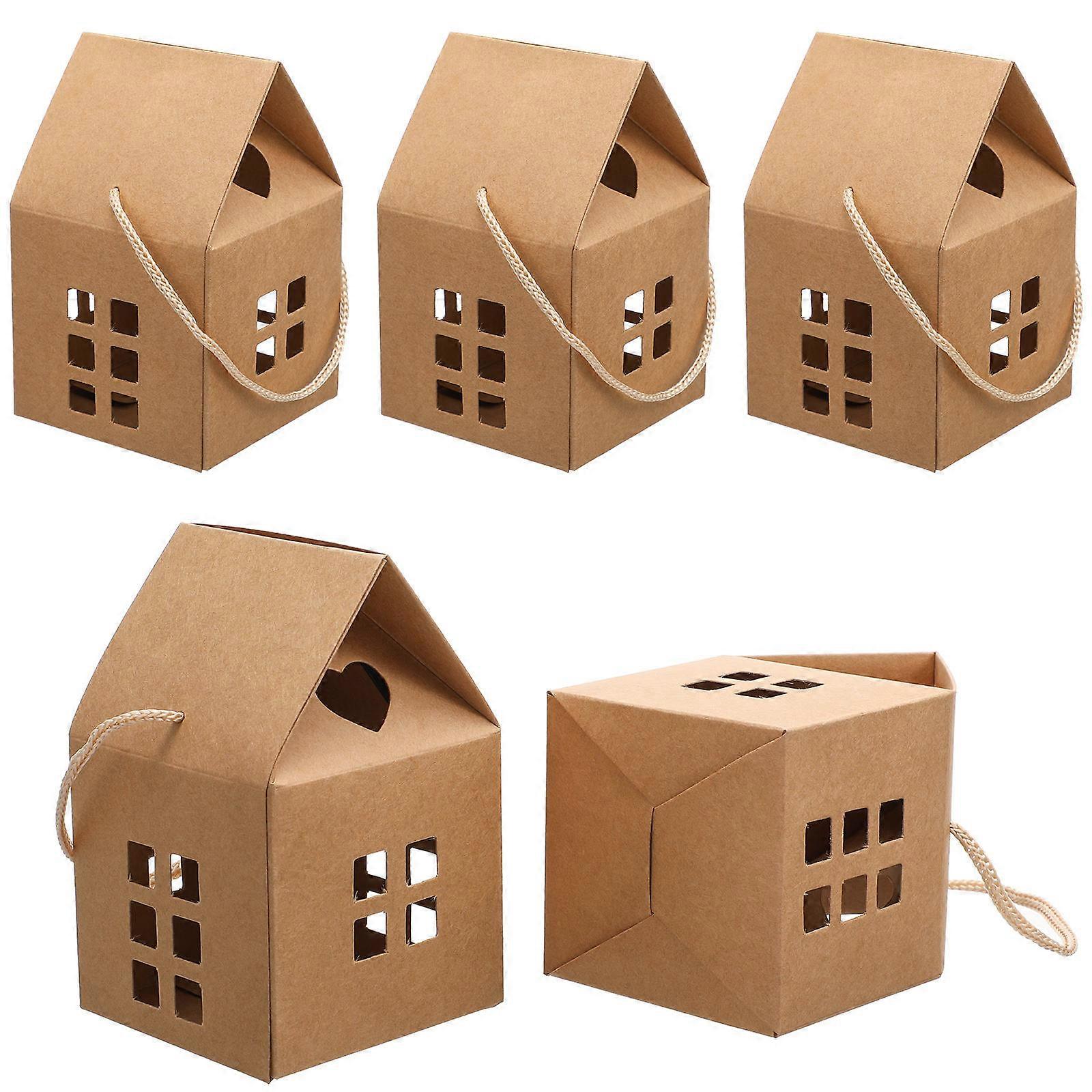 a refined and engaging product description based on your input:
**10pcs House Shaped Paper Candy Boxes with Handle – Kraft Gift Boxes for Small