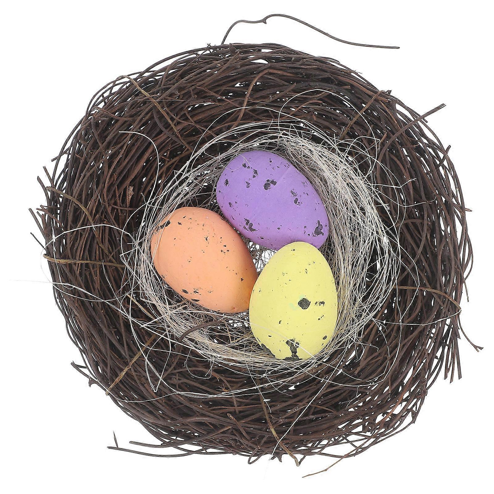 Hemoton 1 Set Bird Nest Eggs Ornament Easter Simulation Bird Nest Eggs for Party Decoration Props