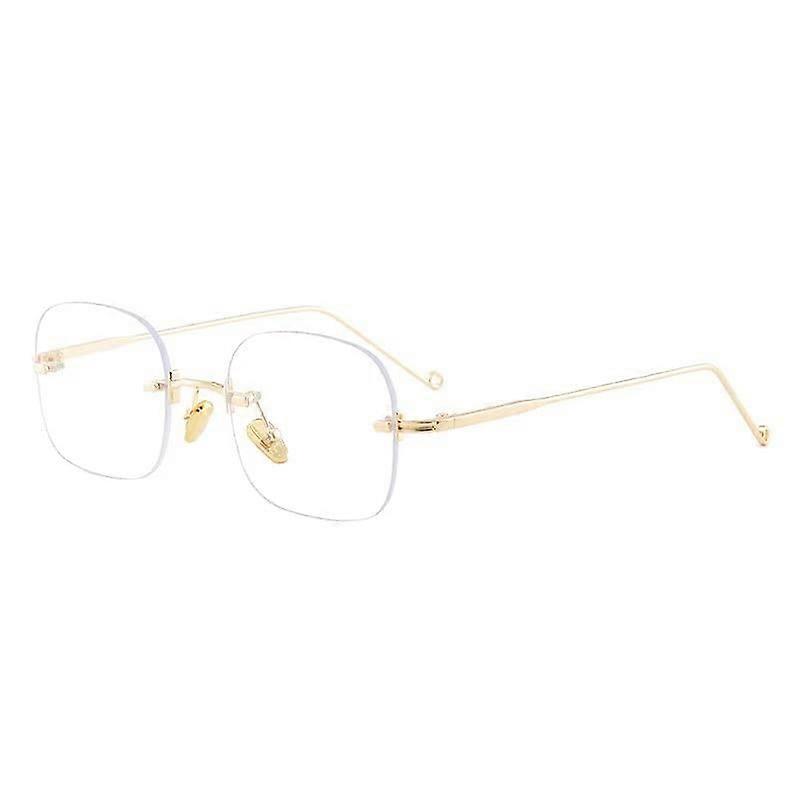 Oversized Rimless Stylish Reading Glasses for Women Frameless Blue Light Blocking Computer Reader for Women AntiGlare (Color: Golden, Size: 0.00)