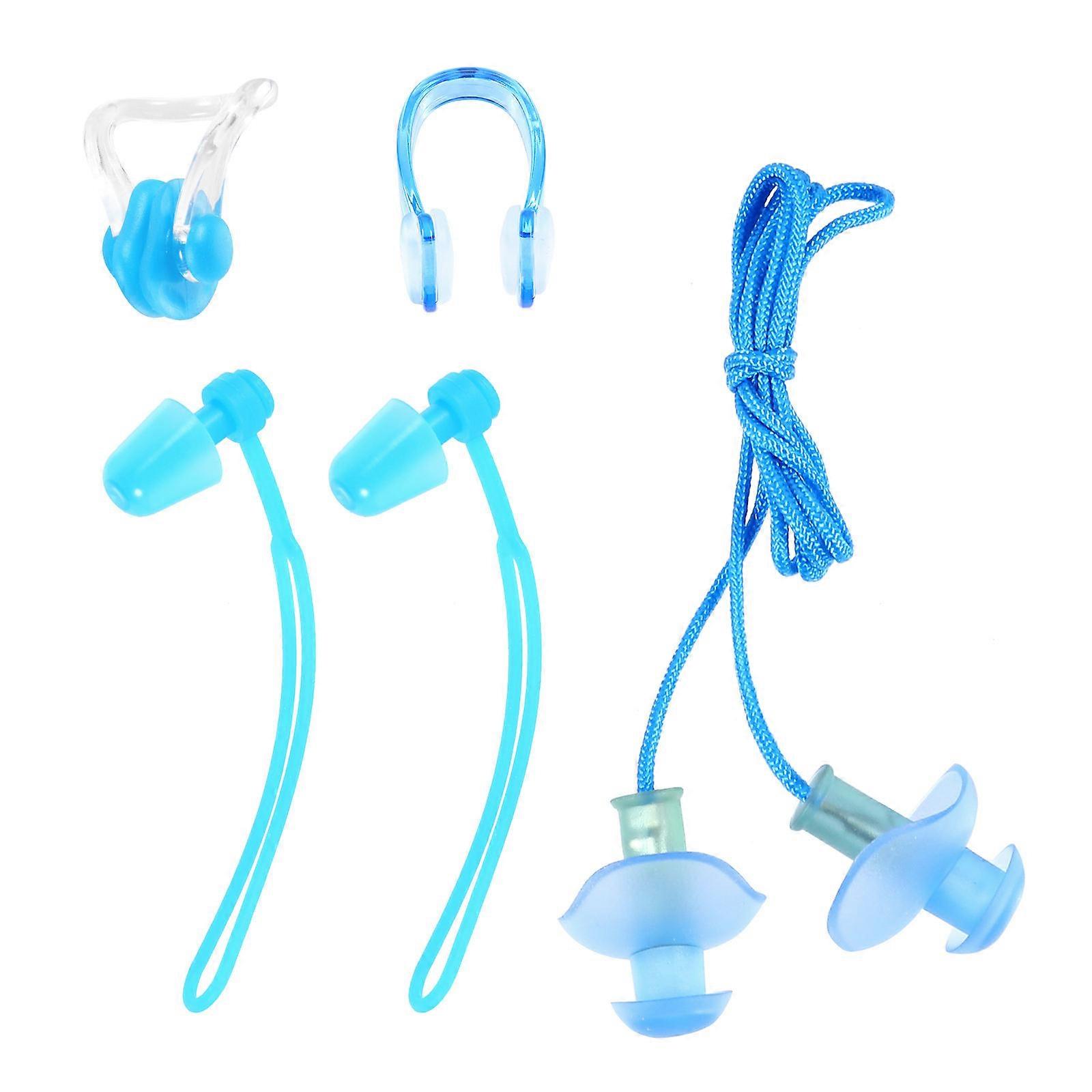 Swim Ear And Nose Plugs Earplugs and Nose Clip Set For Adults and Kids Comfortable PVC Material 3.54x0.94x0.51in 4Pcs
