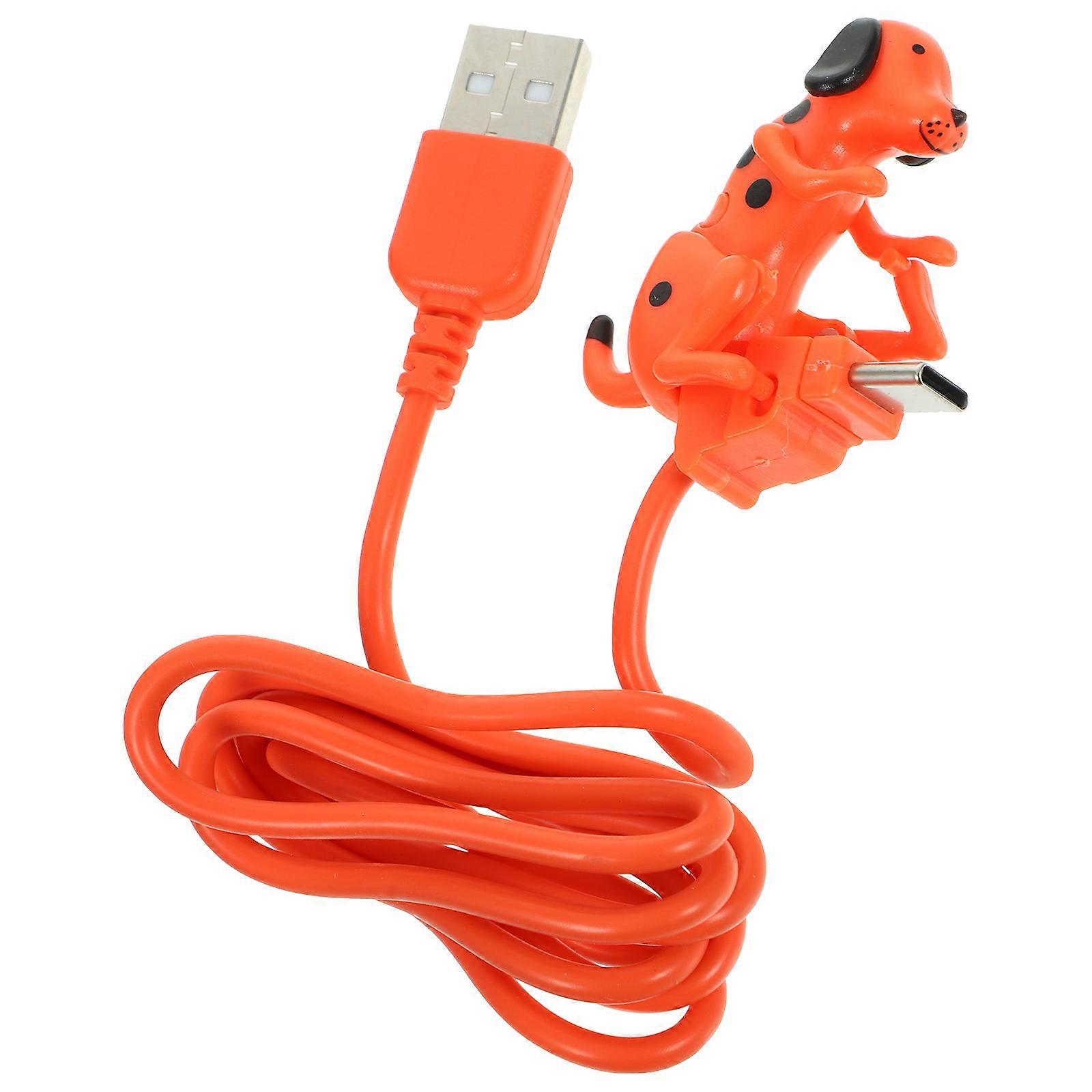 Funny Portable Dog Shaped Smartphone Charging Cable with Stable Data Transmission, Orange Type C Connector for Friends and Family