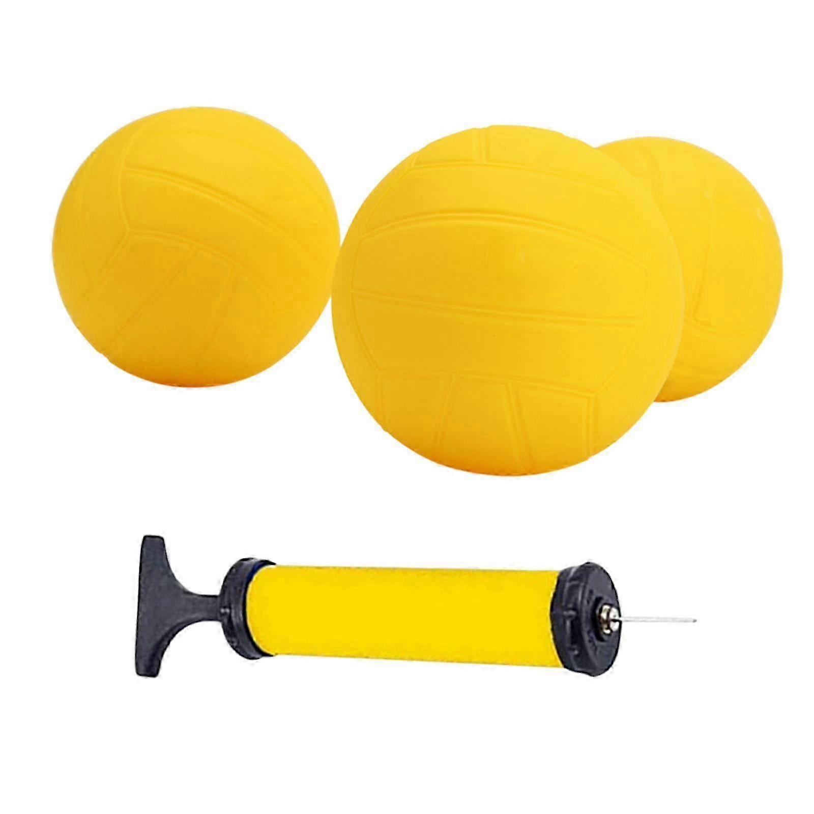 Spike Replacement Balls Mini Volleyball Strong Soft Yellow Roundnet Game Balls with Air Pump for for Pool Lawn Beach Backyard